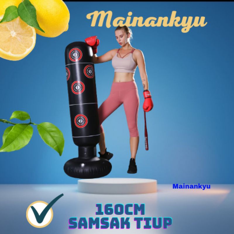 (MAINANKYU) Vertical Punching Bag Tiang Samsak Tinju Boxing Punch Target Inflatable 1.6 Meter - DS0097