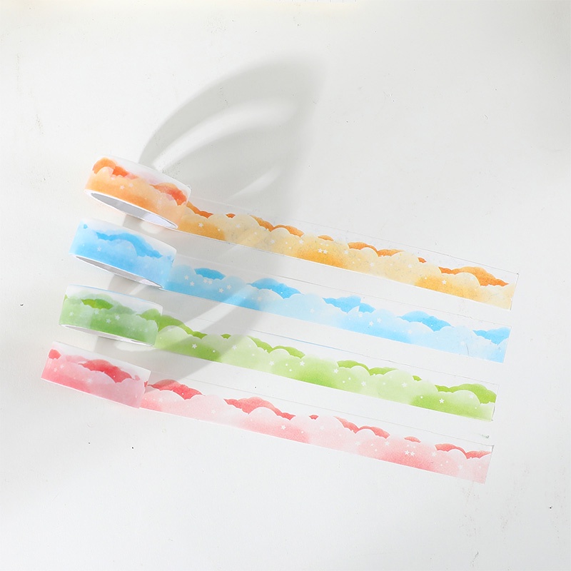Stiker Kertas / Selotip Washi Gambar Awan Lucu Untuk Dekorasi Handbook DIY