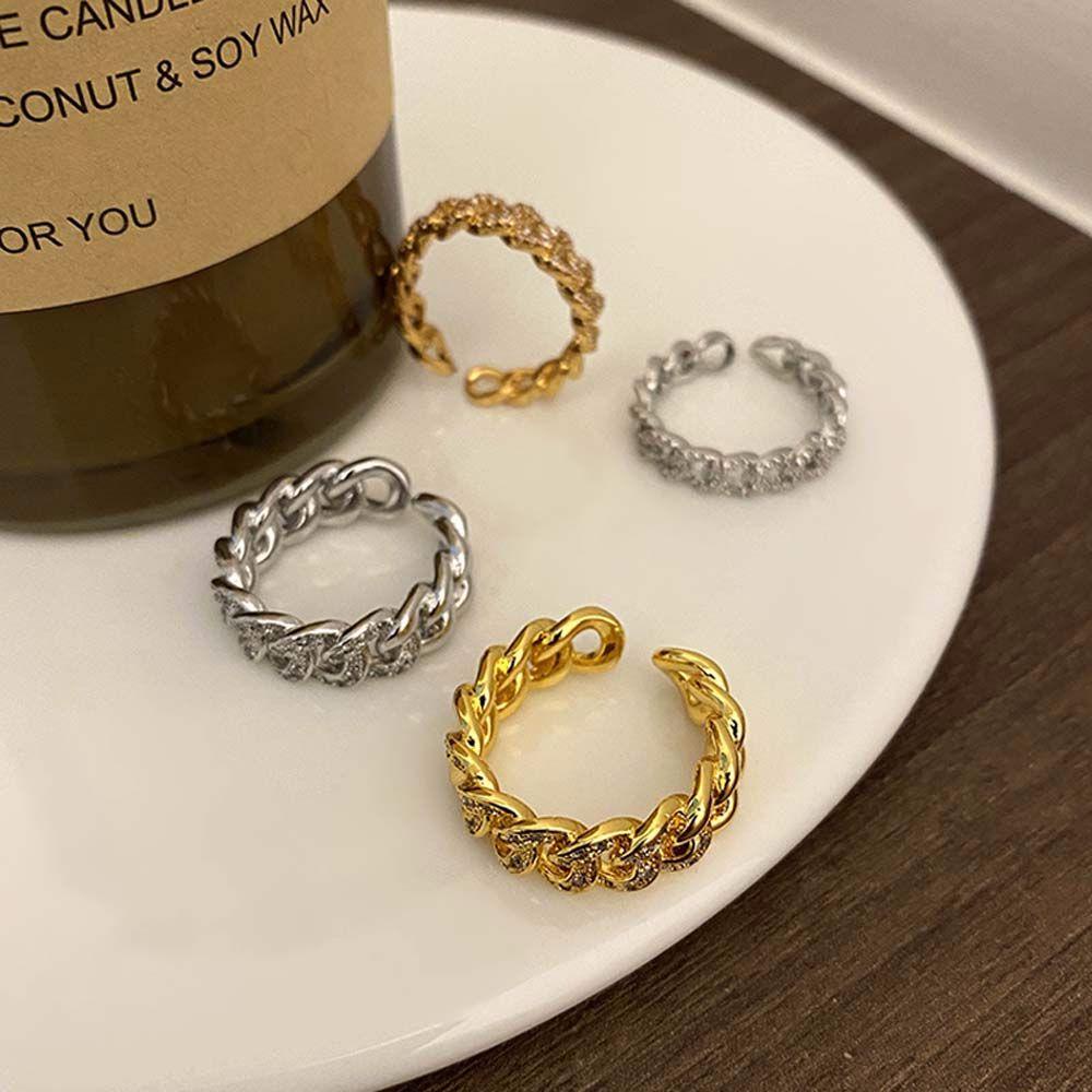 Mxbeauty Cincin Model Terbuka Bahan Metal Warna Emas Gaya Vintage Korea Untuk Wanita