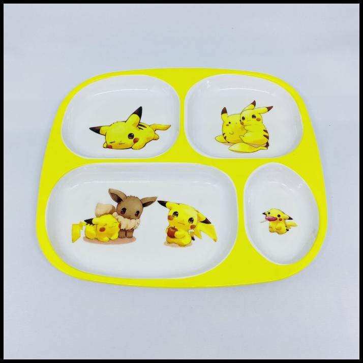 Piring Makan Melamin Anak Sekat 4 Bento Box Pokemon Pikachu Eevee