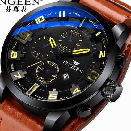 Siap Kirim.. JAM TANGAN PRIA FNGEEN ORIGINAL JAM007B7 MOINES MURAH IMPORT KULIT COKLAT COWOK BRANDED
