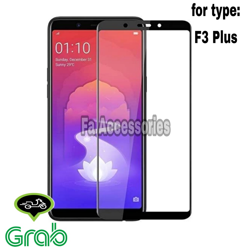 Tempered Glass 5D Full Lem OPPO F3+ F3 PLUS HITAM SCREEN GUARD FULL GLUE