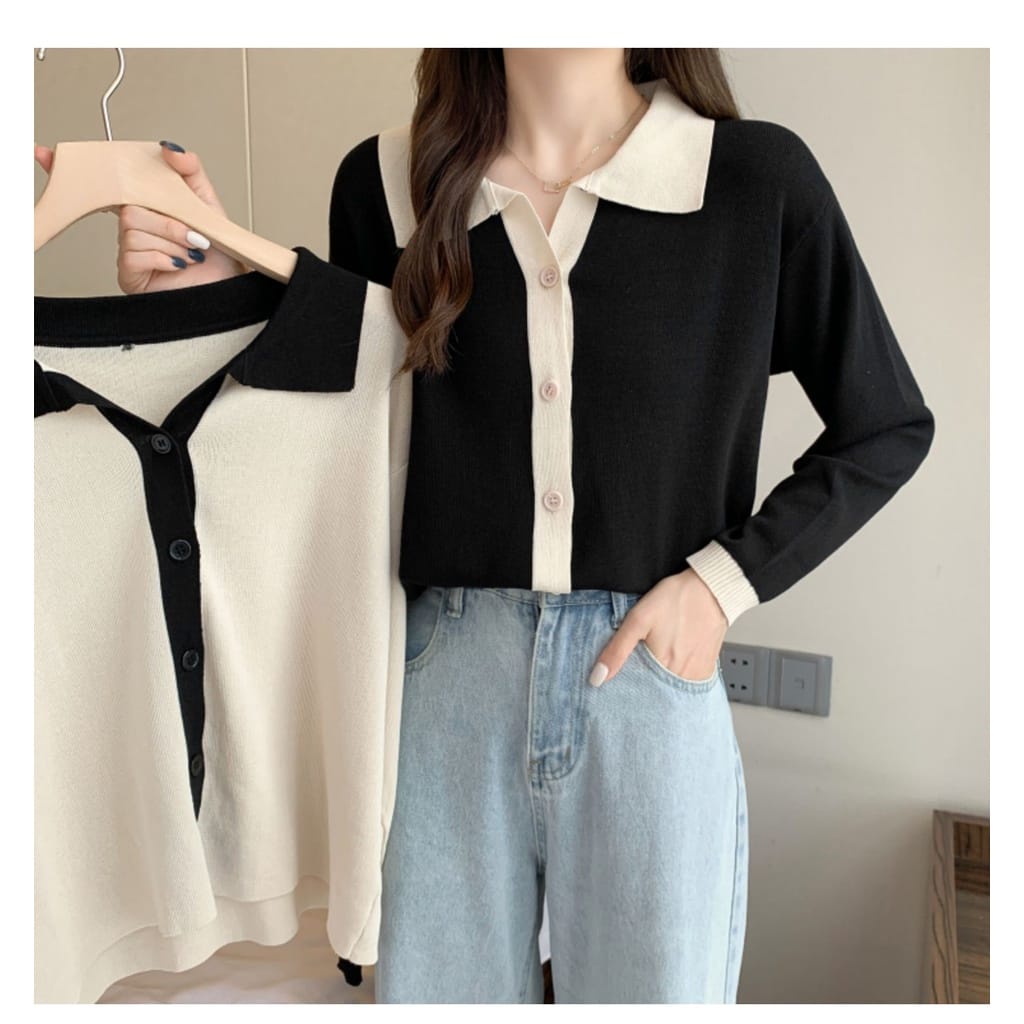 Jane Collar Cardigan Wanita Outwear | Sweater Bahan Fleece Korean Style | Sweater cardigan Kekinian