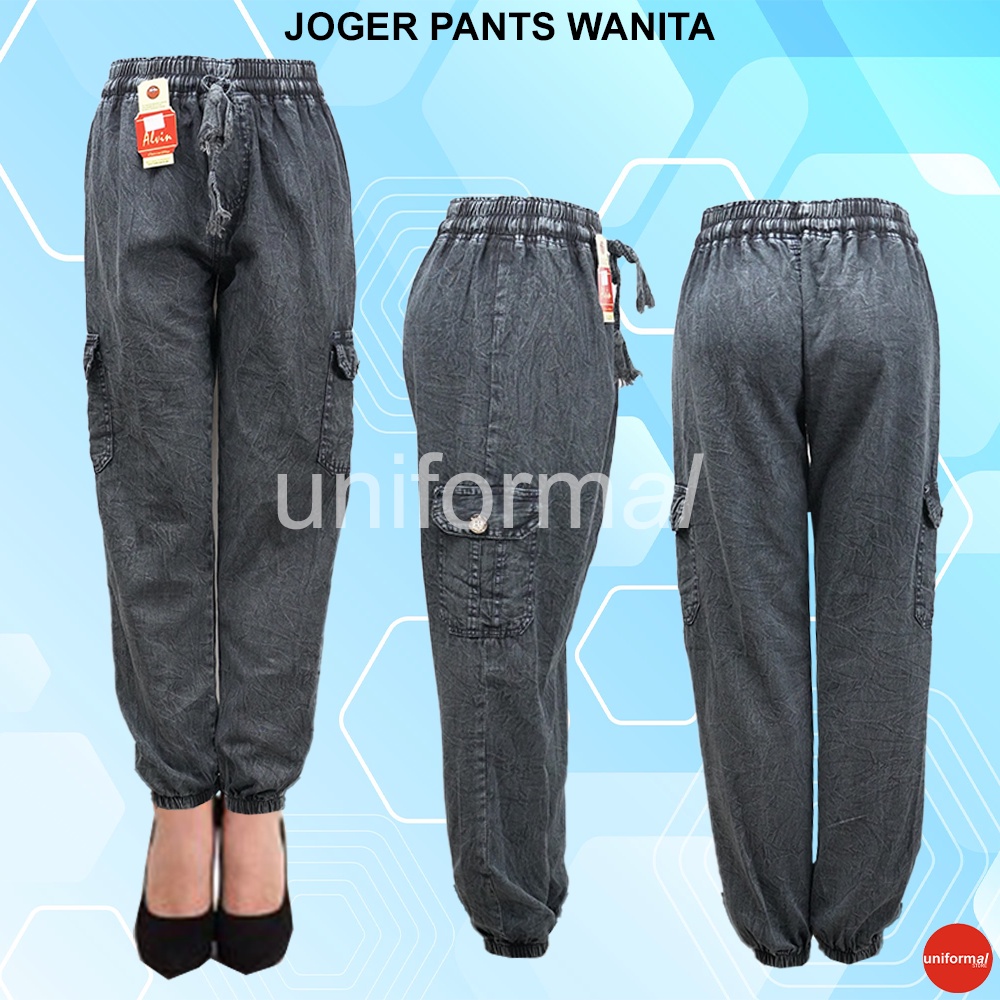 Celana Joger Wanita,  Joger Wanita Kekinian Jeans Korea H&amp;M, Joger Pants Wanita Karet Pinggang Saku Samping