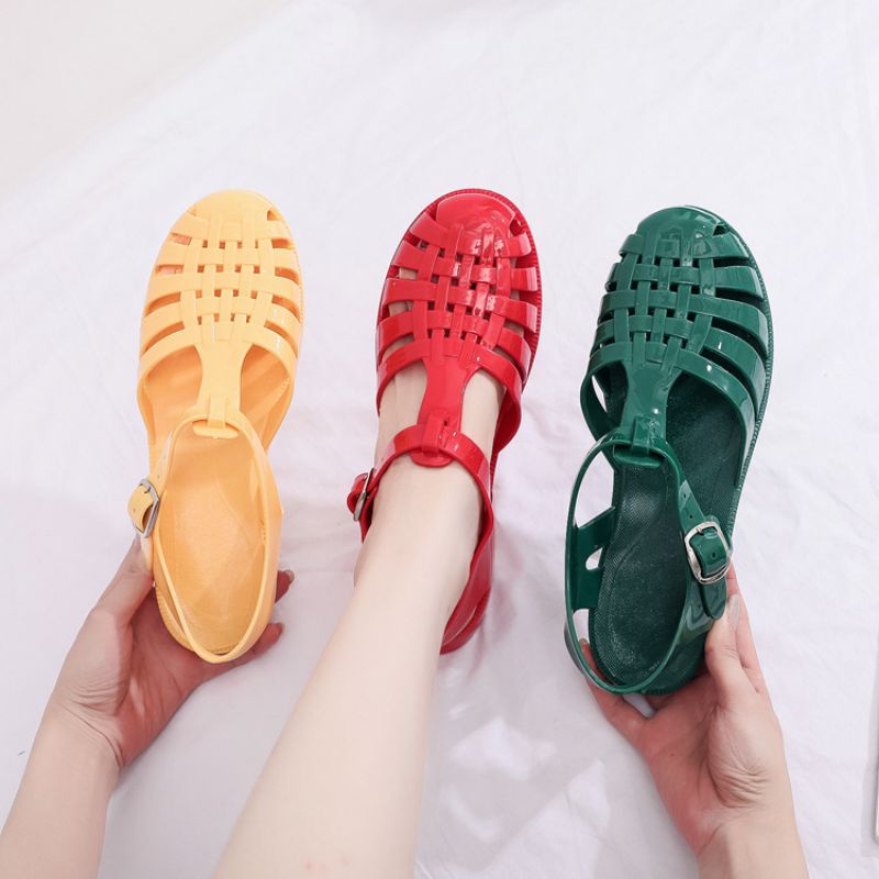 Meisha jelly glossy dewasa ( 36-40)/meisha jelly shoes dewasa/sandal jelly wanita/sandal karet anti slip/sandal kekinian korea/jelly shoes import/sepatu sandal slippers