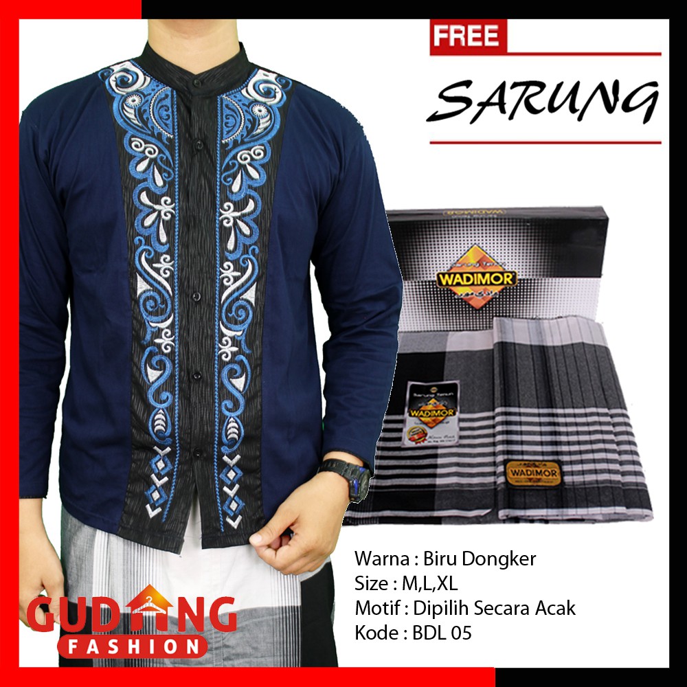 Muslimin Pria Baju Koko Lengan Panjang Plus Free Sarung - BDL (COMB)