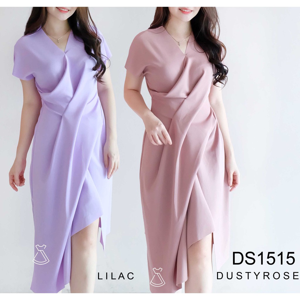 DS1515 - DRESS PESTA WANITA MIDI FLARE BASIC SCUBA DRESS KANTOR WANITA MODERN MURAH