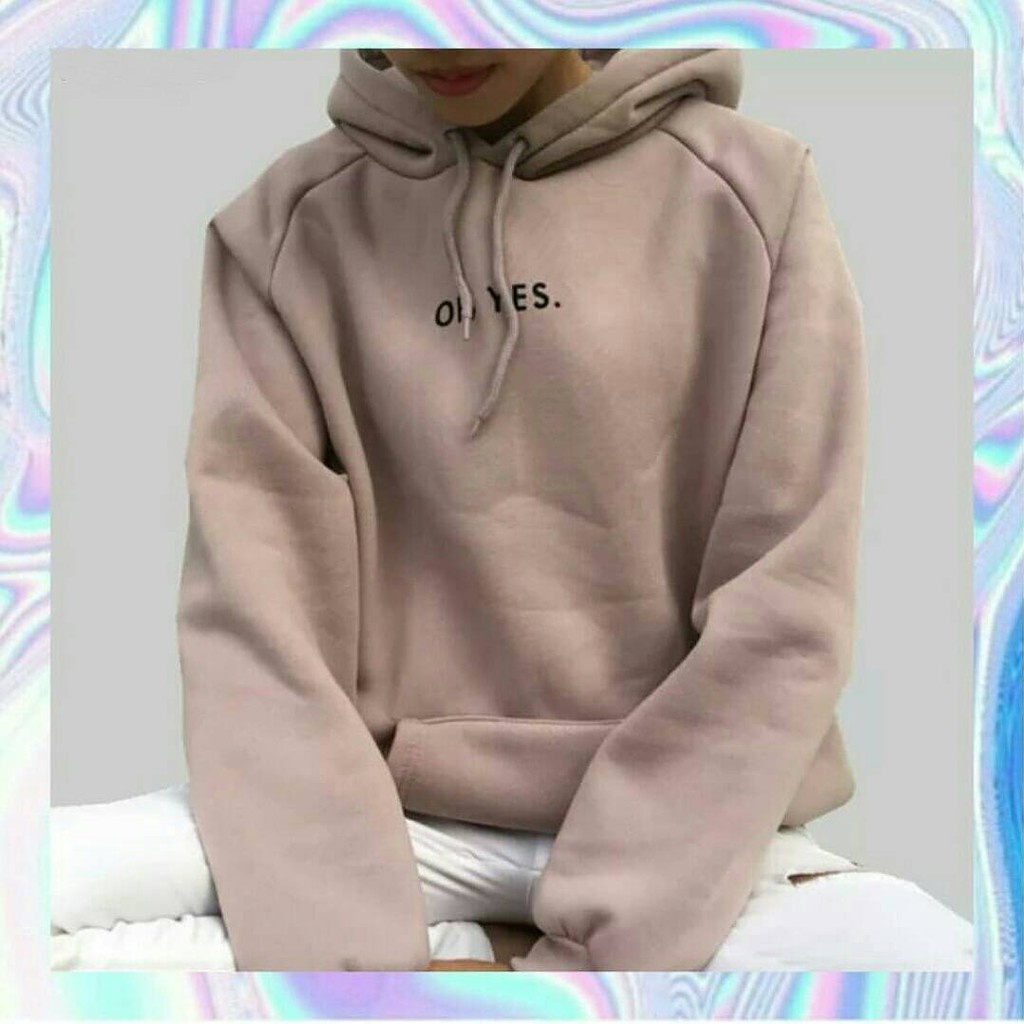 IvannaCollection Sweater Hoodie Unisex Pria dan Wanita OH YES Bahan Fleece Premium