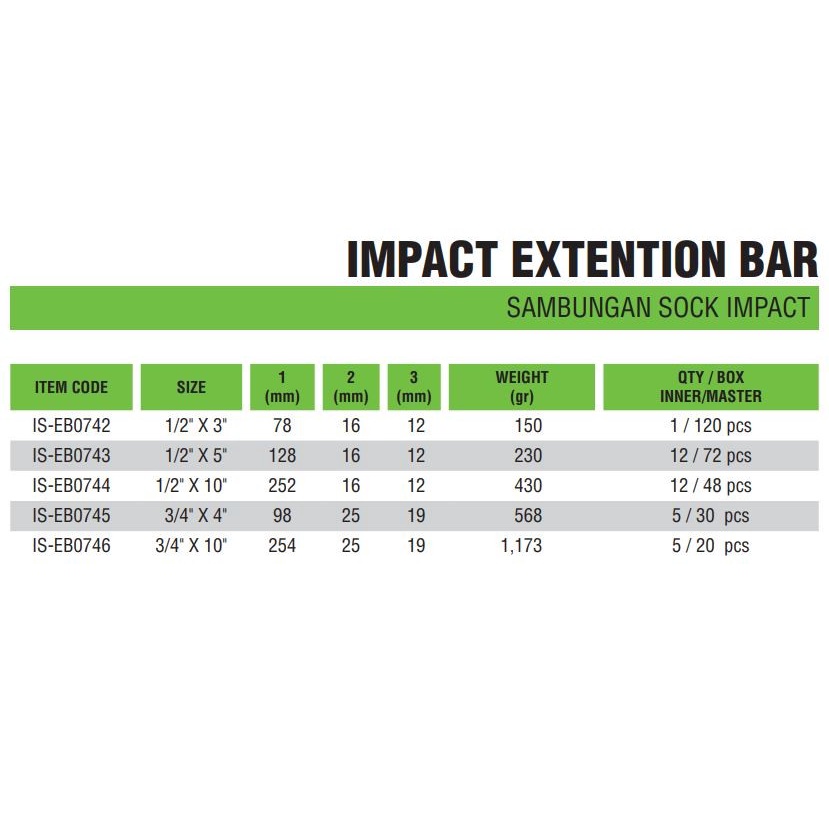 Tekiro Extention Bar Impact 1/2 X 5 Inch