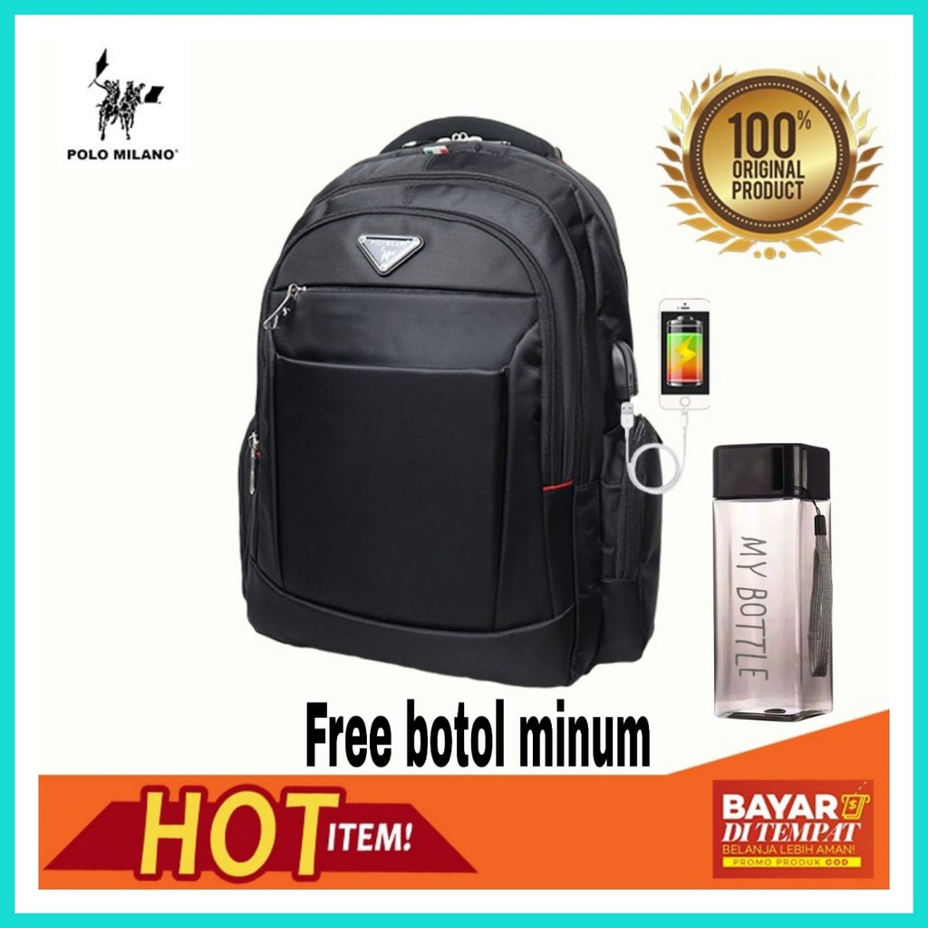 BIG SALE TAS IMPORT PRIA POLO MILANO - 88336 - RANSEL TERBARU FREE BOTOL - TAS ANTI AIR MURAH