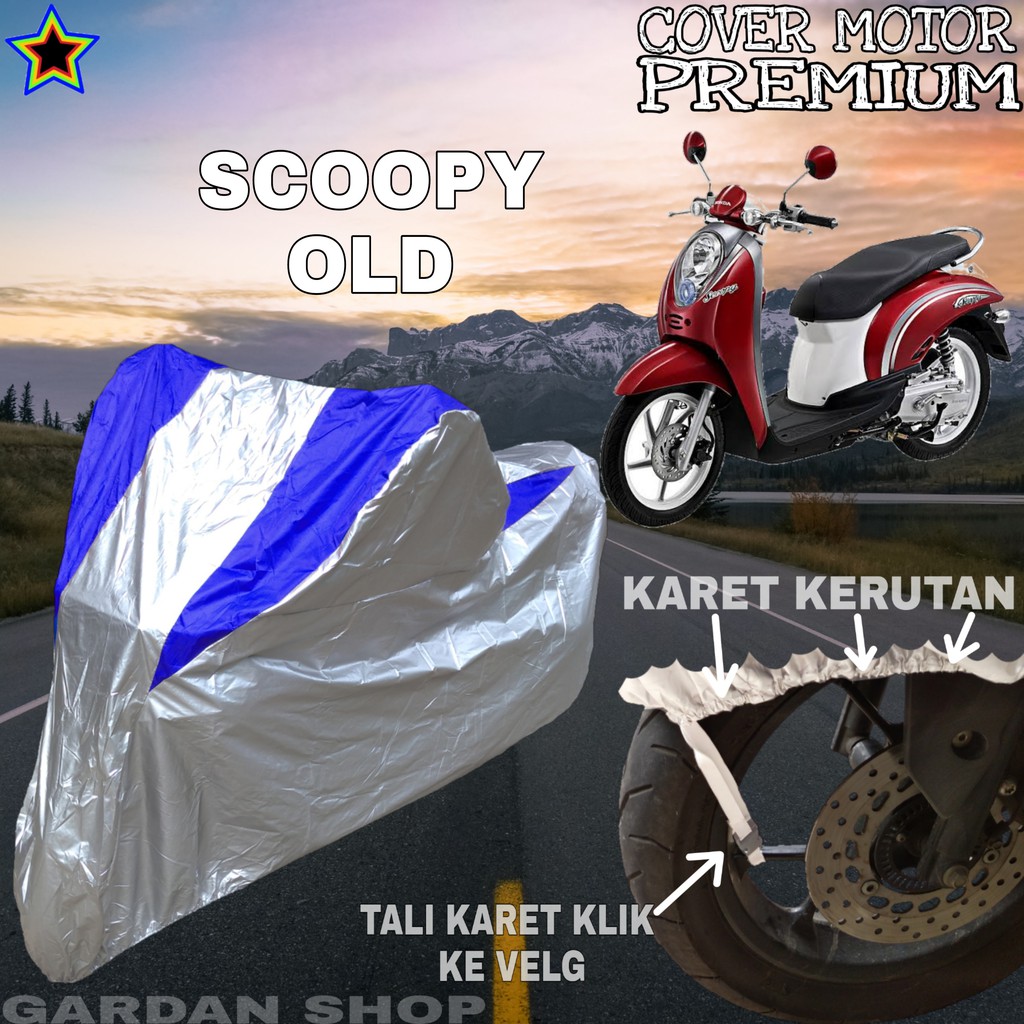 Sarung Motor SCOOPY OLD Silver BIRU Body Cover Penutup Motor Scoopy Old PREMIUM