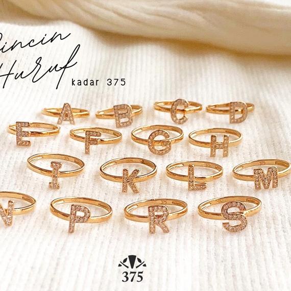 Telah Hadir.. Cincin huruf cincin inisial alphabet terbaru emas asli kadar 375