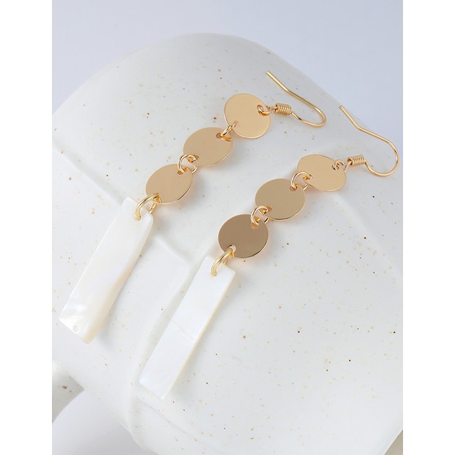 LRC Anting Gantung  Fashion Real Gold Alloy Rhinestone Geometric Earrings F79756