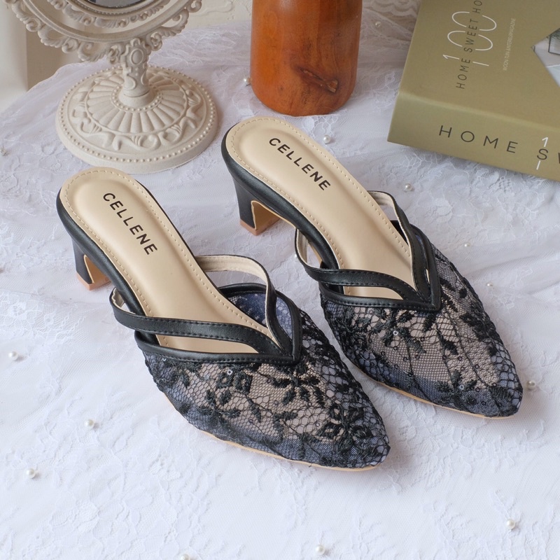 𝗖𝗘𝗟𝗟𝗘𝗡𝗘 Jianya Lace Heels / wedding shoes sepatu pengantin brukat 5cm