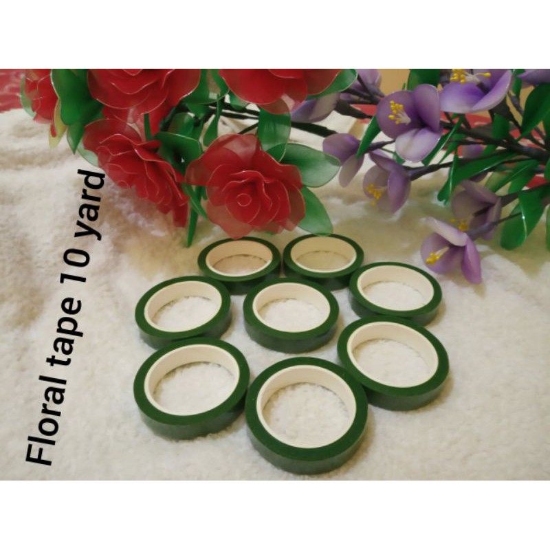 floraltape/pelipit kawat bunga 10 yard/lem/perekat/ flora tape 10 yard / solasi / floral tape