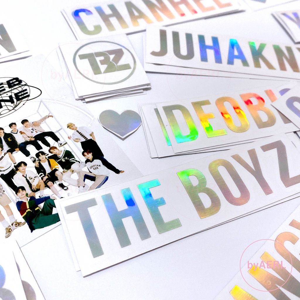 THE BOYZ HOLOGRAM CUTTING STICKER (Kpop Stiker Nama Hangul Member Logo Lightstick)