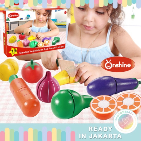 

JKT Onshine Velcro Fruit Cutting Wooden Toy Mainan Potong Buah Sayur Limited
