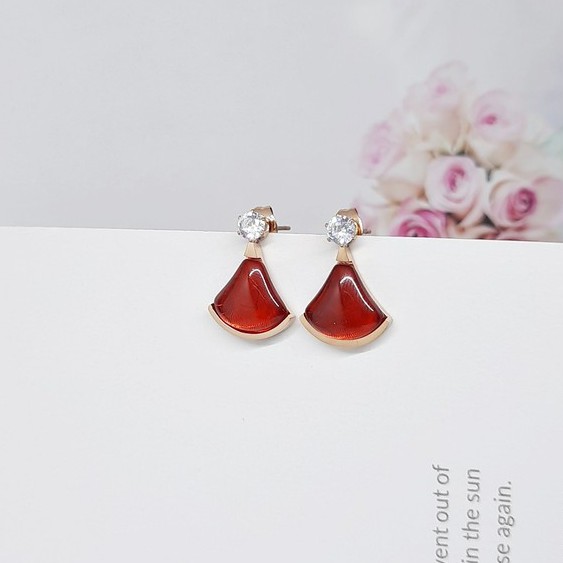 (10 MODEL) Anting Titanium Import Premium Panjang Merah Juntai Hijab Jurai Korea Kdrama Kpop - BE337