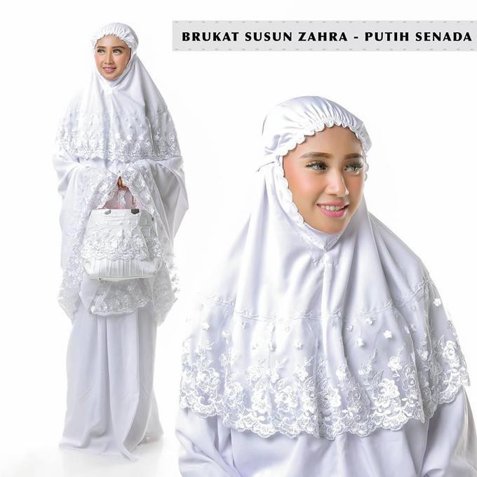 Mukena Dewasa Brokat Zahra Putih Senada