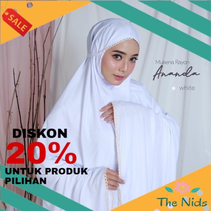 MUKENA RAYON ANANDA SUPER JUMBO KHADIJAHLABEL PUTIH SENADA TASIKMALAYA