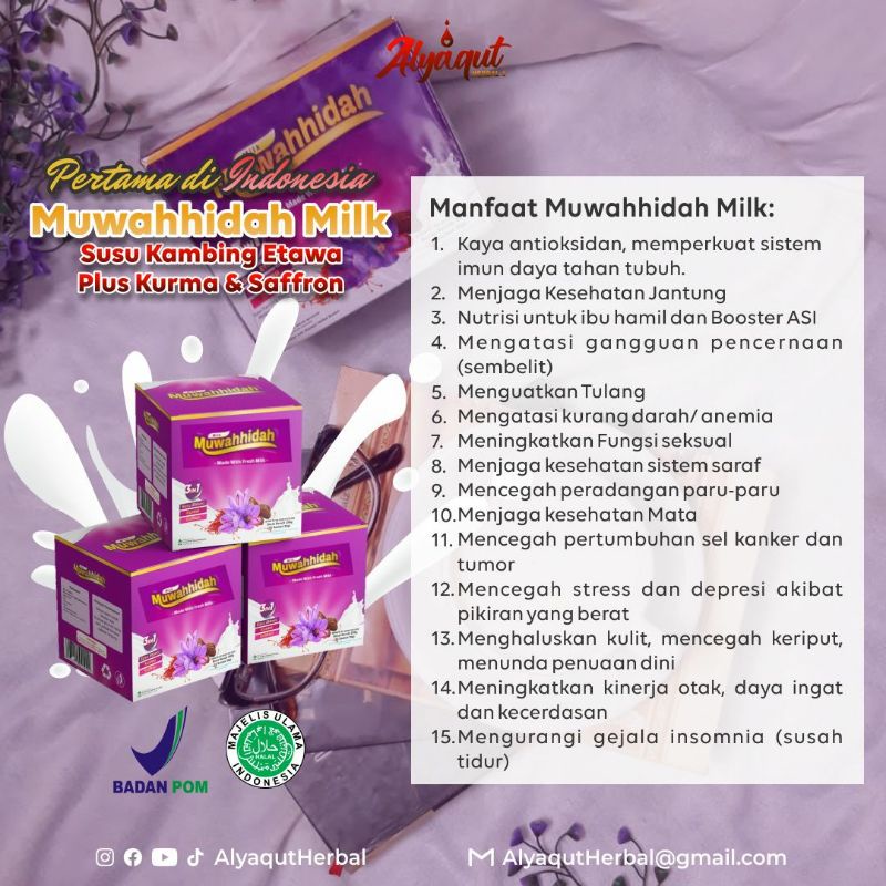 

Muwahhidah milk susu kurma susu saffron susu kambing etawa plus kurma dan safron asli