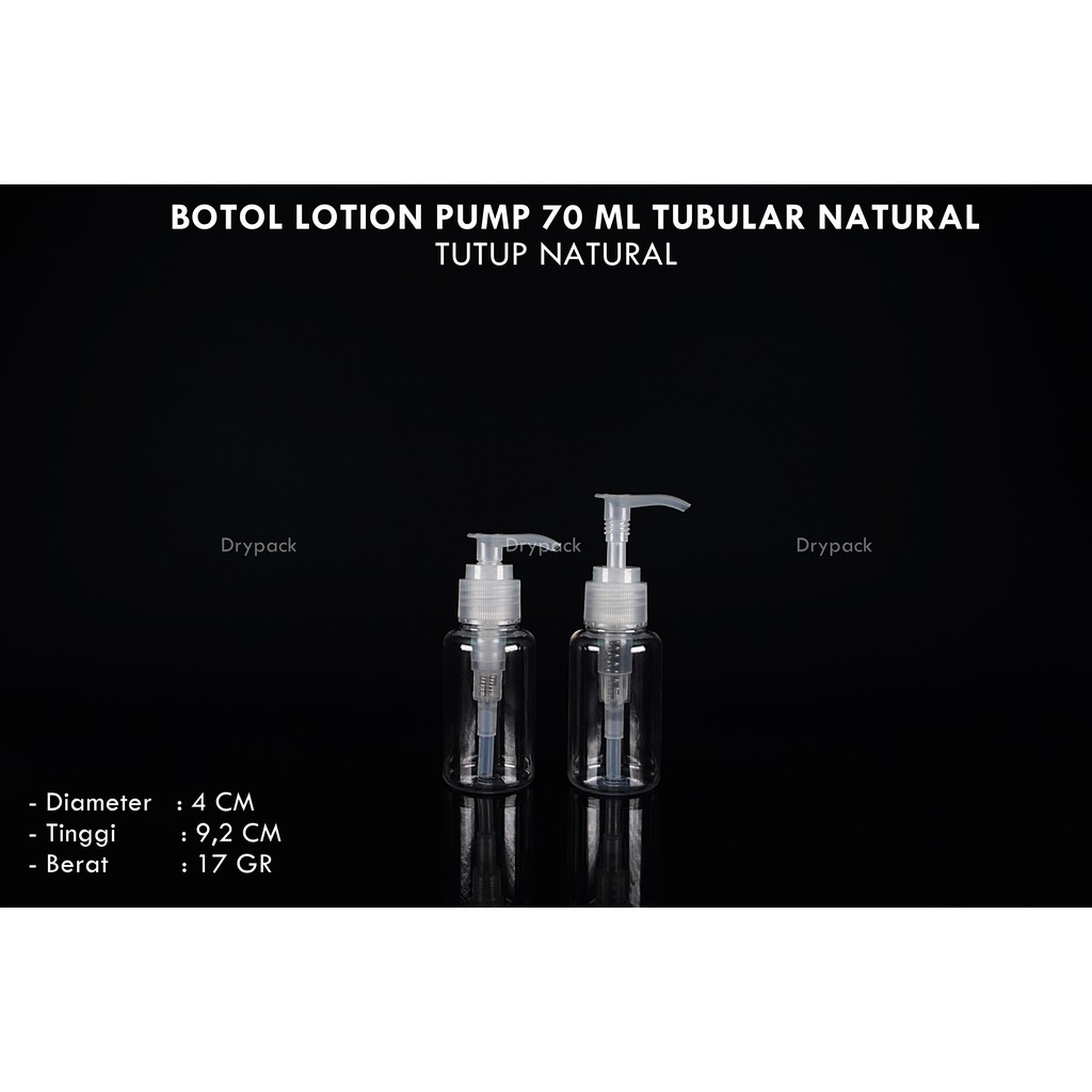 Botol Lotion Pump 70 ml Tubular Natural Tutup Natural