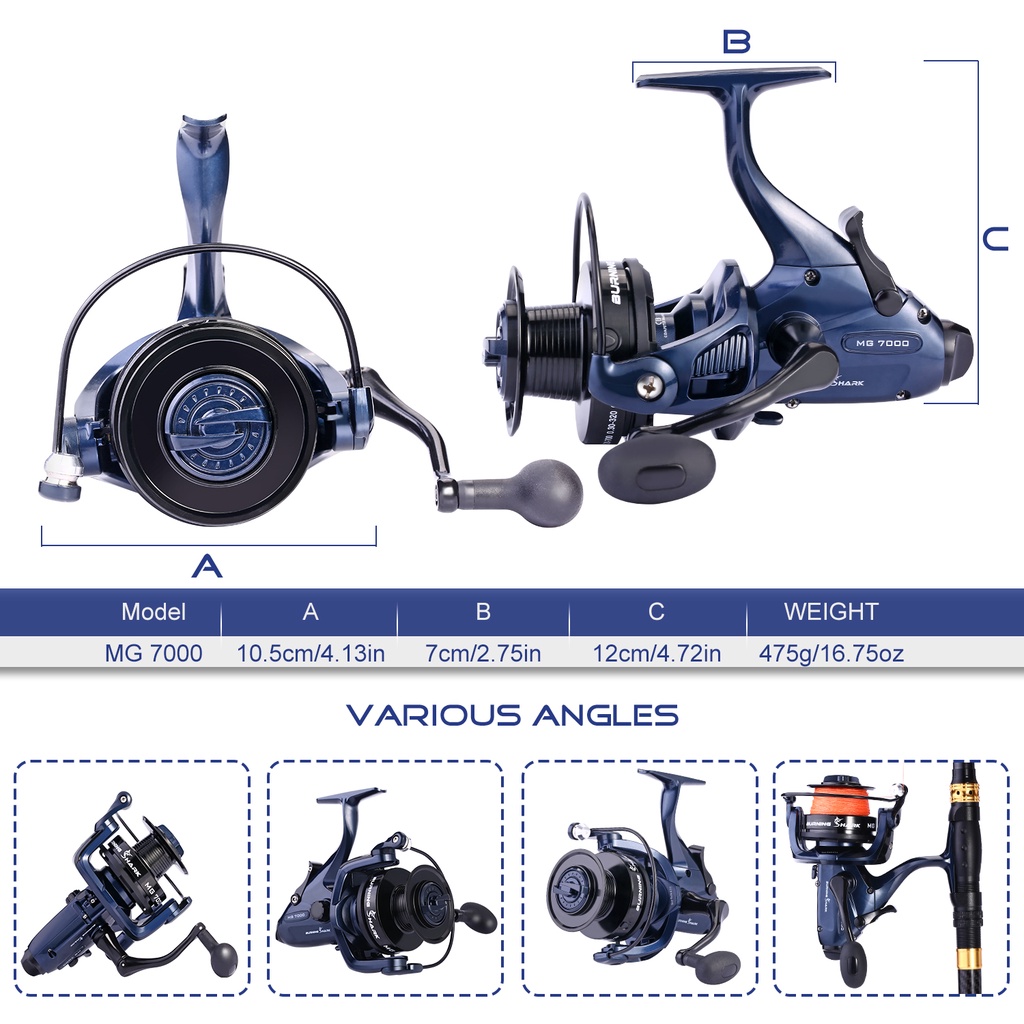 Sougayilang Spinning Fishing Reel 13 + 1 BB CNC Grating Aluminium Handle Untuk Paus / Salmon / Ikan Mas