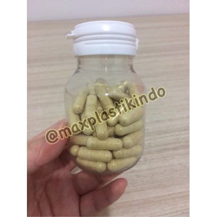 Botol kapsul isi 60/ botol obat (bentuk bulat & bening) isi 60 kapsul/ botol vitamin/ botol pil