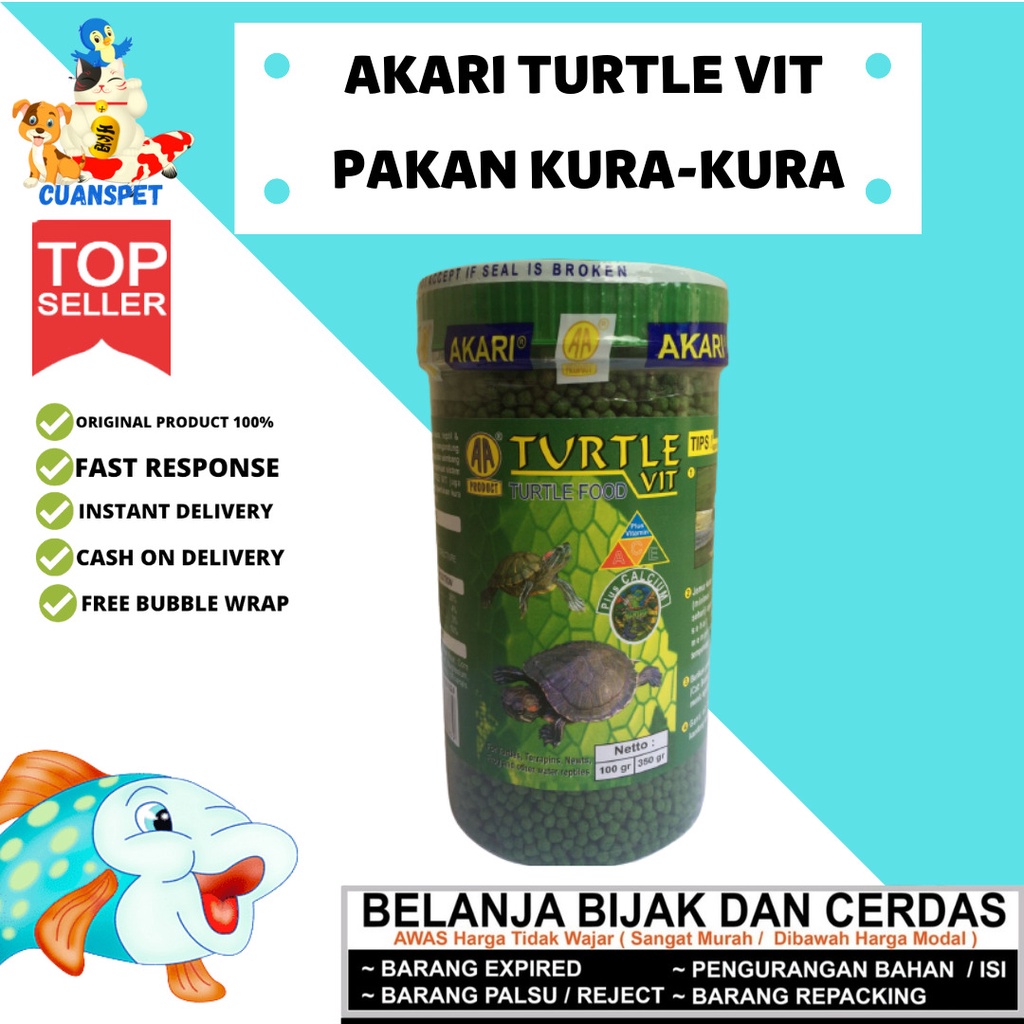 promo termurah shopee Akari Turtle Vit 100 Gram. Pakan Kura Kura Brazil. Pelet Kura Kura ikan hias