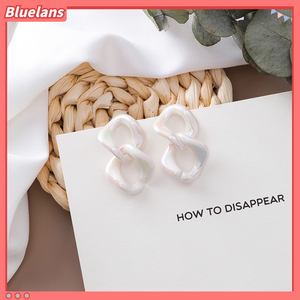 Anting Menjuntai Bentuk Geometris Aksen Mutiara Tiruan Gaya Vintage Untuk Wanita