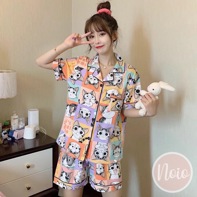 BAJU TIDUR WANITA LENGAN PENDEK CELANA PENDEK KOREA SHORT SLEEVE PANS PIYAMA WANITA DEWASA IMPORT ONE SET - SSP MIX1-1