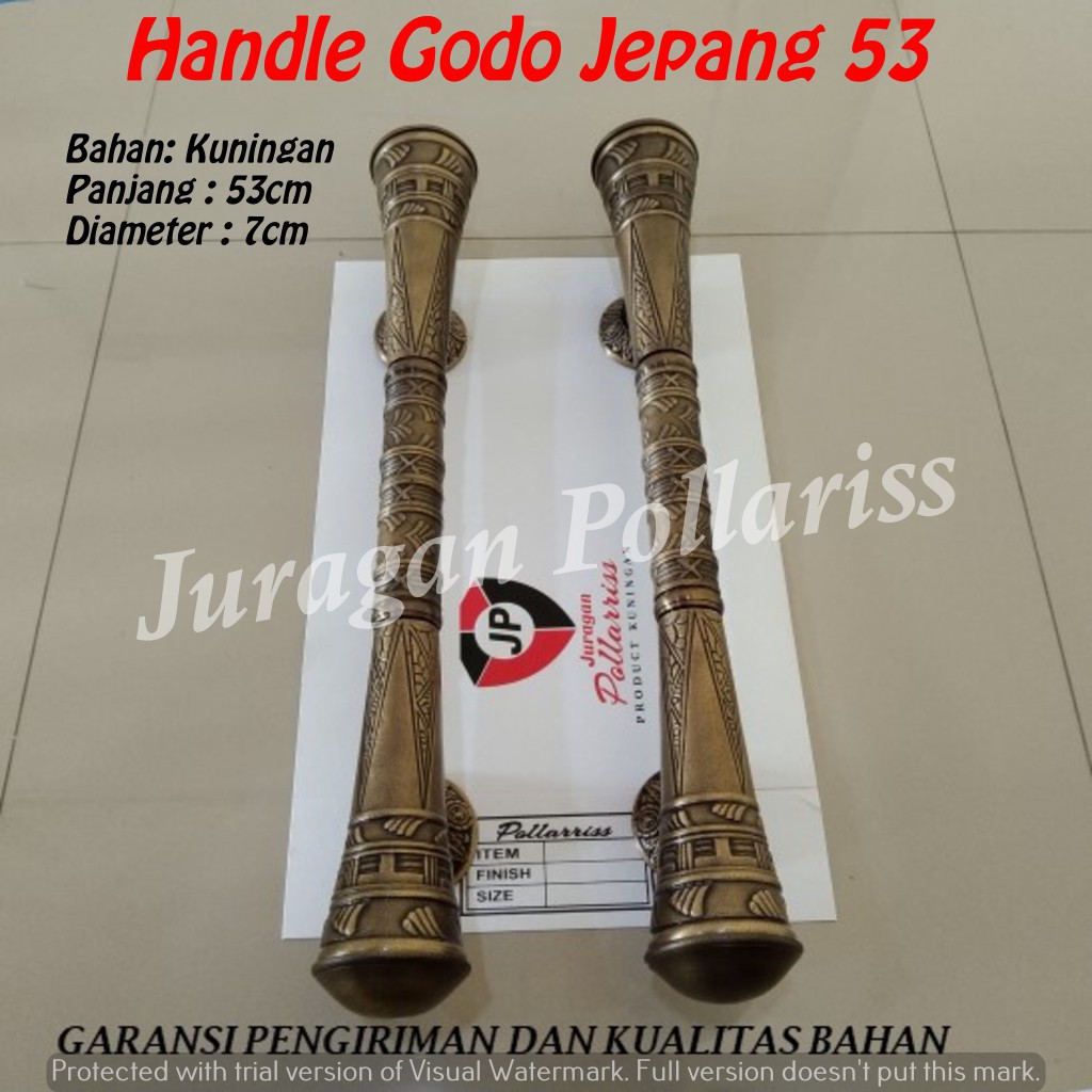 Handle Pintu Rumah Kuningan Motif Godo Jepang 53cm