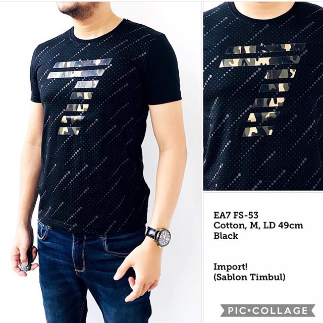 Kaos PRIA EA7 FS bahan halus sablon timbul