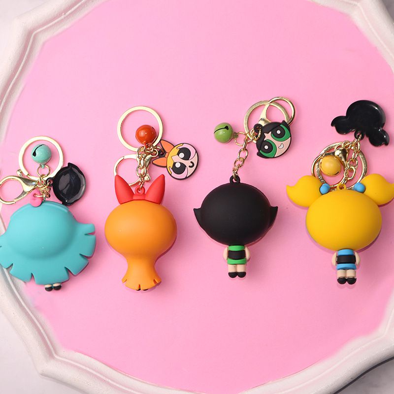 Classic Anime Cartoon Powerpuff Girls Butterfly Keychain Men's And Women's Popular Pendants Small Ornaments Exquisite Cute Gifts