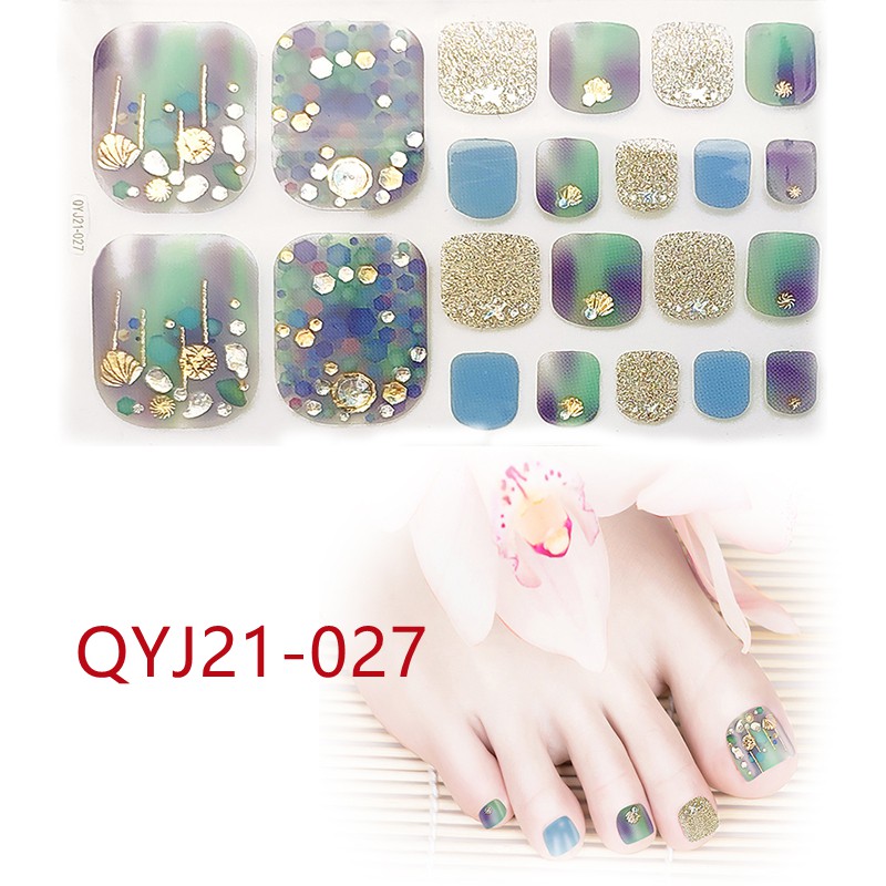 Qyj21-021 - 040 22pcs / Lembar Stiker Kuku Kaki 3d Diy Untuk Nail Art