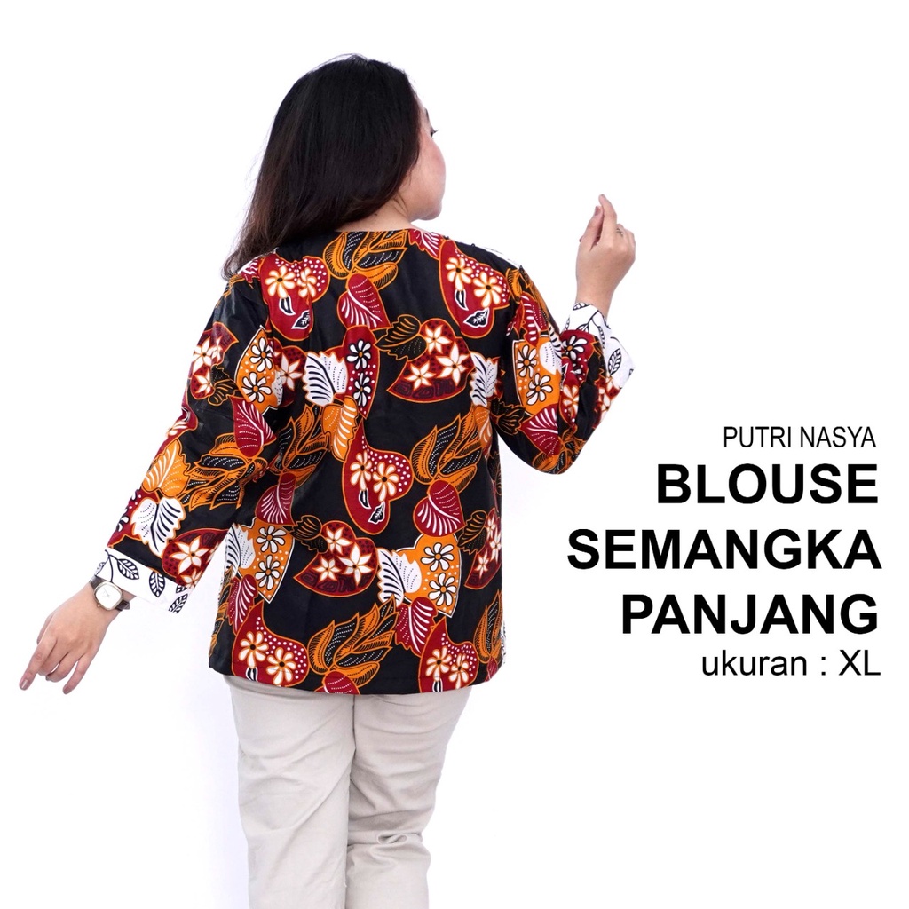 Atasan Batik Blouse Big Size Wanita Jumbo LD 140 Model Blus Jumbo Seragam Kerja Kantor Batik