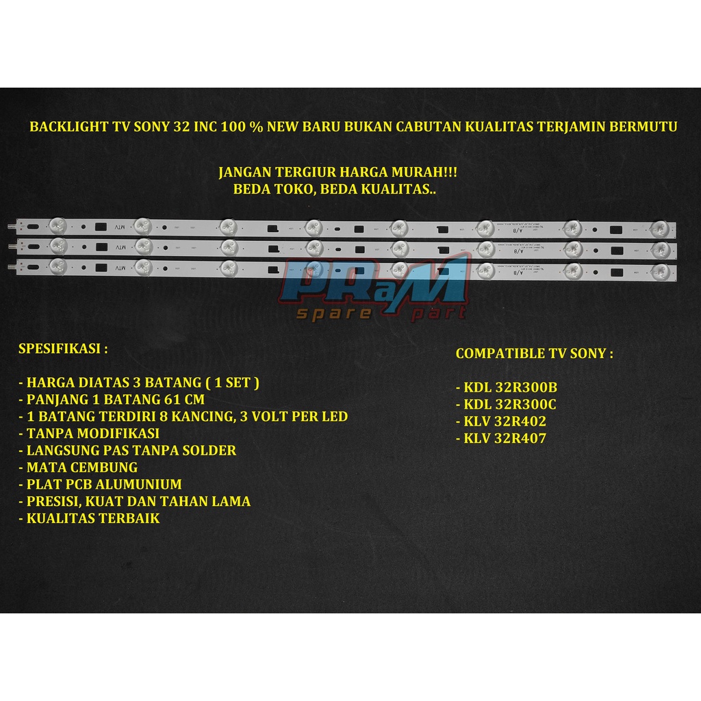 Backlight Led Tv SONY 32 INC 32R300 B Lampu Tv SONY BL 32R300B 32R300B 32R300C 32R402 32R407 32R300 