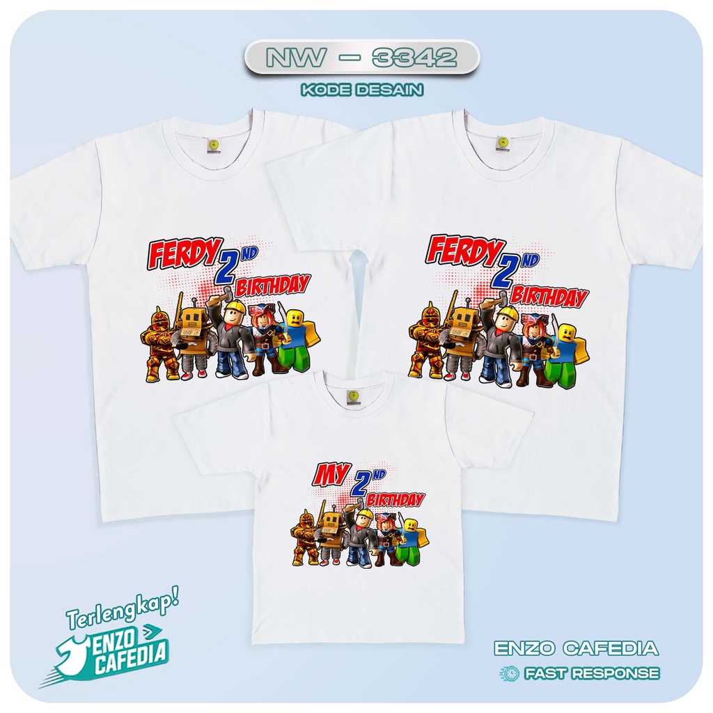 Baju Couple Keluarga | Kaos Family Ulang Tahun | Kaos Tema Roblox NW 3342 | Gratis Custom Tulisan