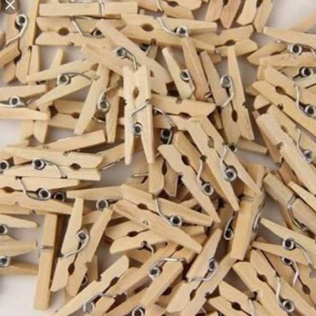 

Wooden clip 3,5cm natural penjepit foto 5 pcs