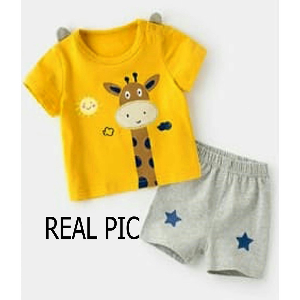 Setelan Baju &amp; Celana Pendek Anak Giraffe Kids Boy / Girls 4-6 Tahun MS