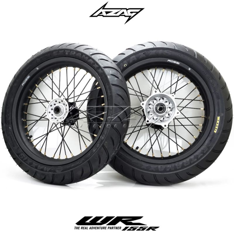 BAN SET SUPERMOTO YAMAHA WR 155 RING ROSSI 17/300-17/350 BAN MAXXIS EXTRAMAX 120/70-17 140/70-17