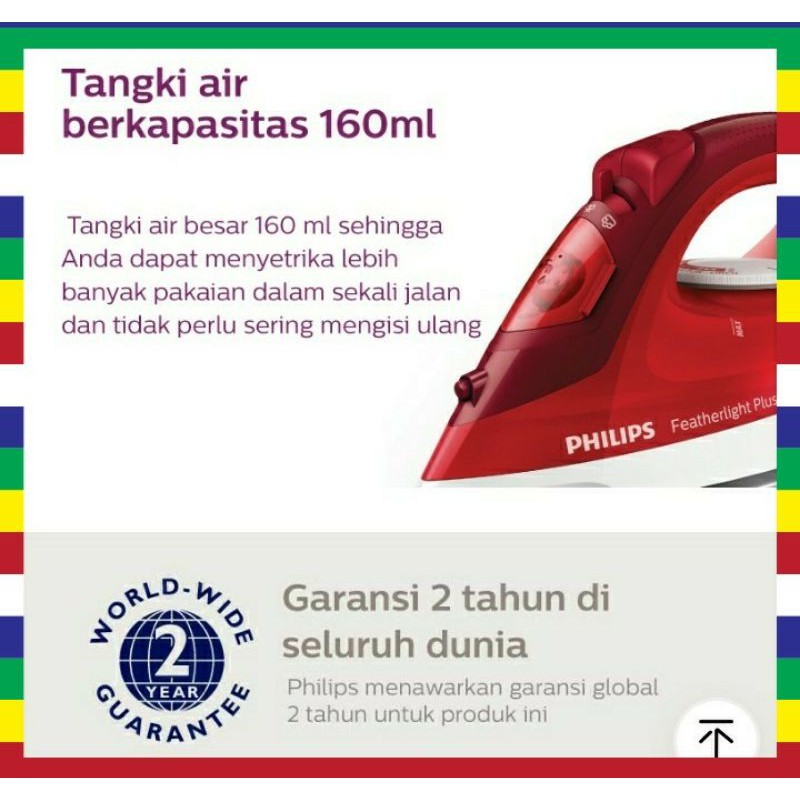 Setrika Uap Philips GC1424 Featherlight Plus Gosokan Uap Philips GC 1424 Original Garansi Resmi