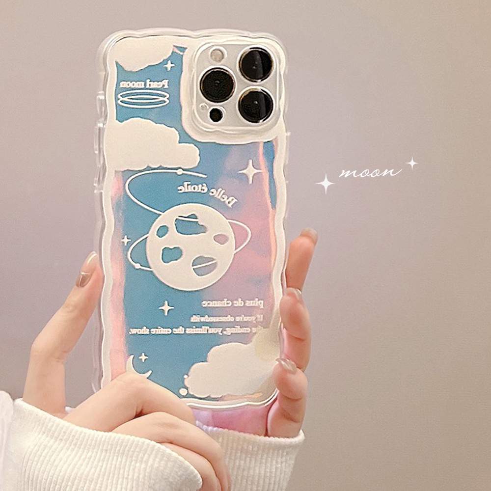 Casing Iphone 11 8 7 Plus SE2 XS XR 12 13 Mini PRO MAX Transparan Motif Awan Putih