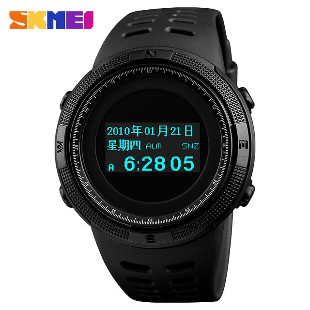 Jam Tangan Digital Pria Kompas Pedometer Kalori Termometer - 1360 - EMWSC2BK Black - SKMEI