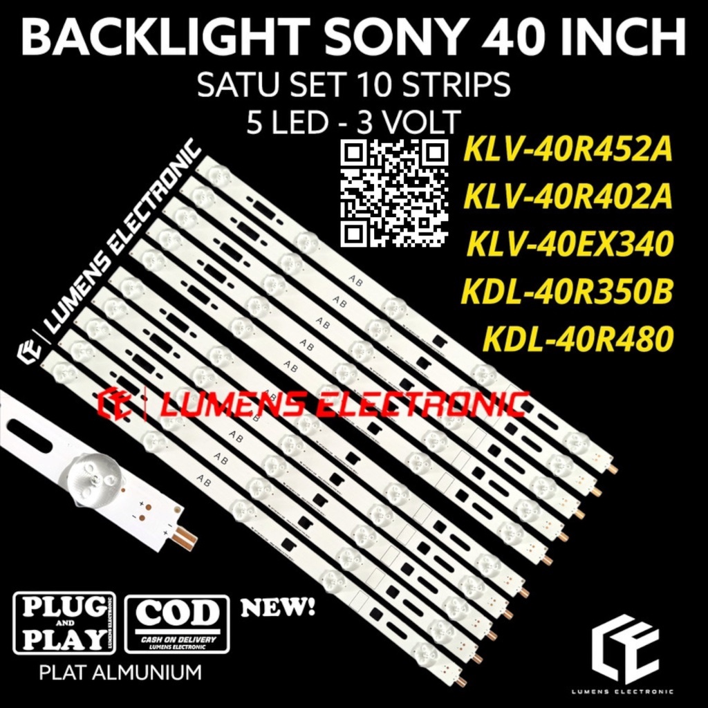 BACKLIGHT TV SONY 40 INC KLV 40R452 40R452A 40R402A 40R402 40EX340 KDL 40R350B 40R350 40R480 A B LAM