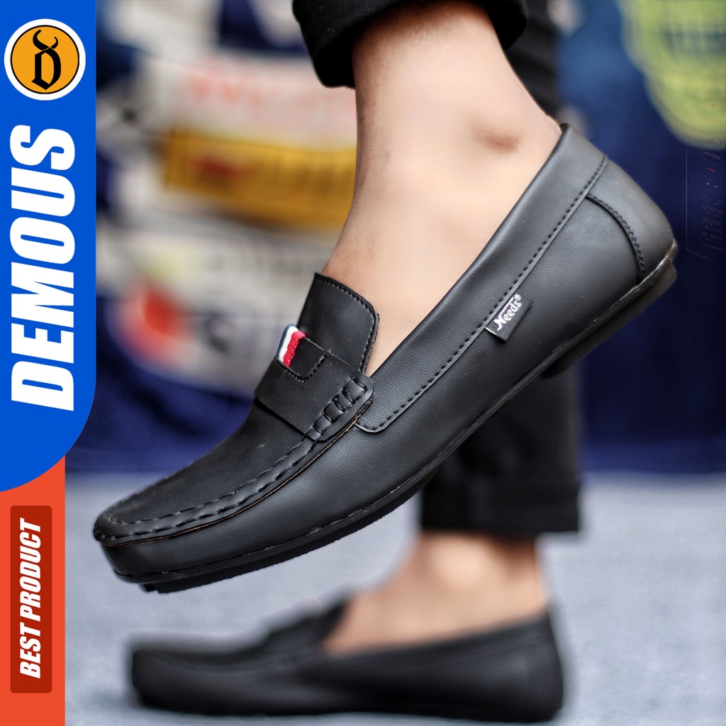 Sepatu Slip On Pria Sepatu Casual Pria Kulit Pu Kerja Kantor Kuliah Kondangan Sepatu Slop Pria Sepatu Hitam Pria DEMOUS FRANSC