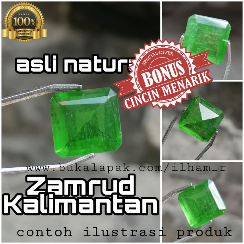 Batu Akik Zamrud Kalimantan Asli Natural Cutting Kotak