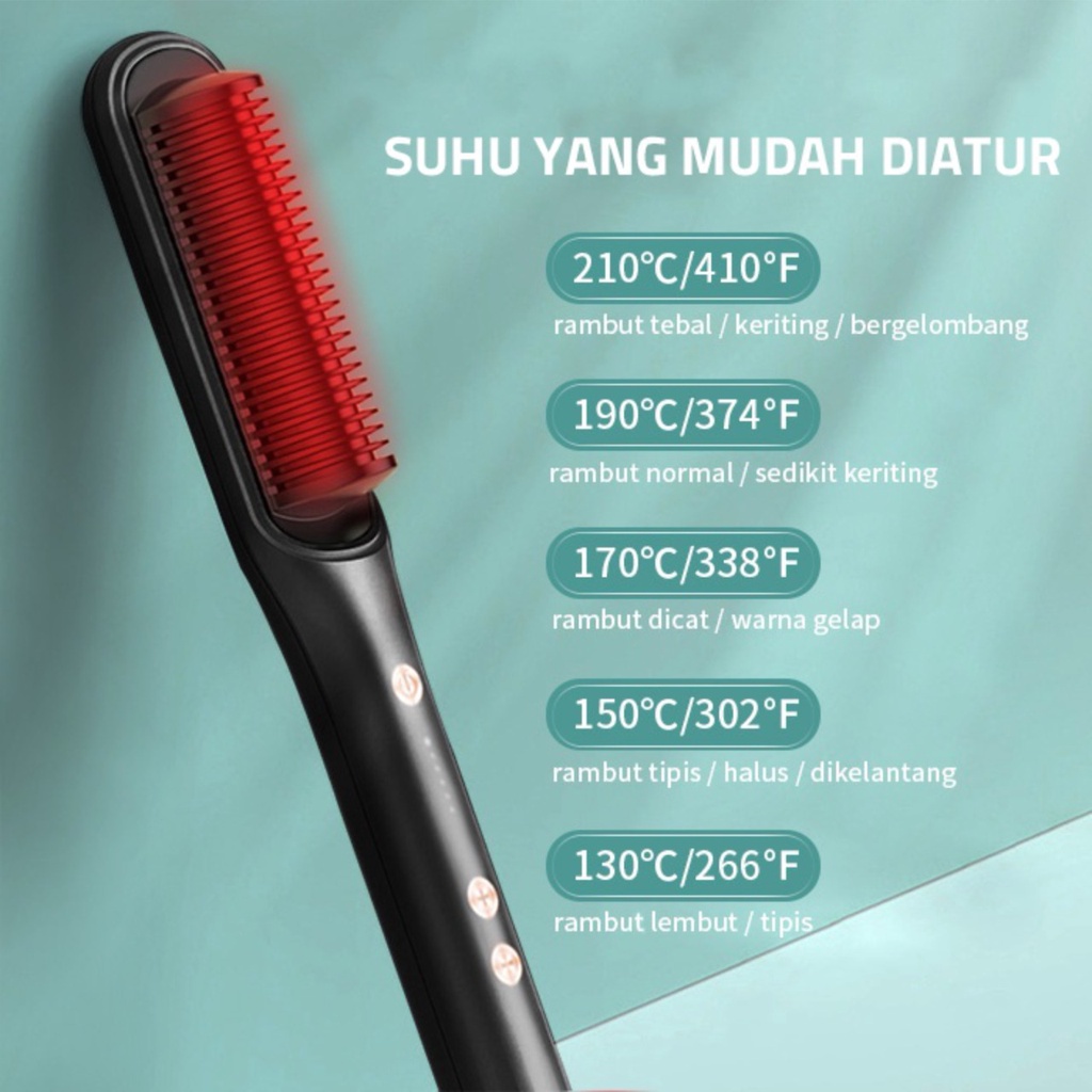 Catokan Sisir Pelurus Rambut Dan Curly  2 in 1 Tidak Menyakiti Rambut Straightening Combs Catokan Sisir Elektrik