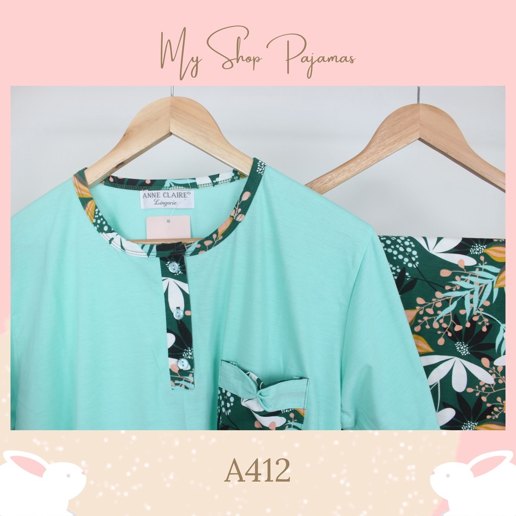 PIYAMA BABYDOLL PAJAMAS ANNE CLAIRE / BAJUTIDUR BABYDOLL SETELAN TANGAN LENGAN PANJANG CELANA PANJANG DEWASA WANITA SLEEPWEAR PP-A412 Hijau