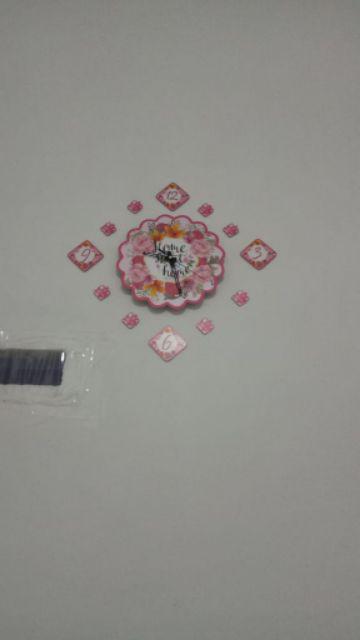 Jam Dinding Kayu Diy - Shabby Chic Wall Clock Pink Flower 60 Cm Large H1z2